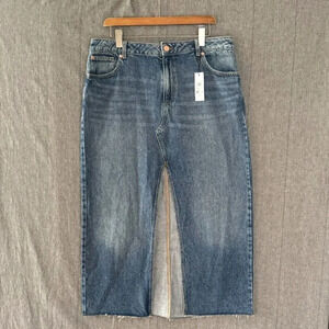 Garage Medium Blue 75% Cotton 25% Organic Cotton  Denim Raw Hem Maxi Skirt NWT